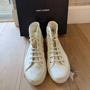 Saint Laurent Malibu White High-Top Canvas Sneakers